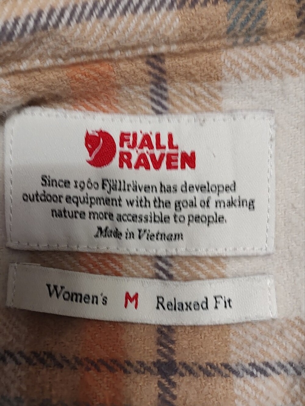Fjallraven Ovik Heavy Flannel Relaxed Fit Shirt Women’s Gorpcore Cream Orange M - Picture 8 of 16